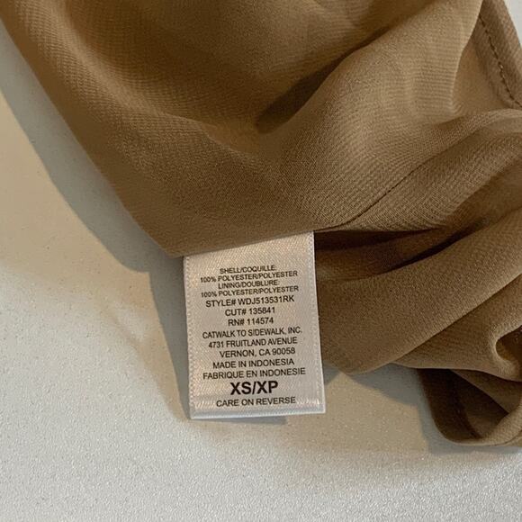 Pleione Blouse Womens XS Extra Small Brown Polka Dot Ruffle Collar Keyhole Lined - Picture 7 of 11